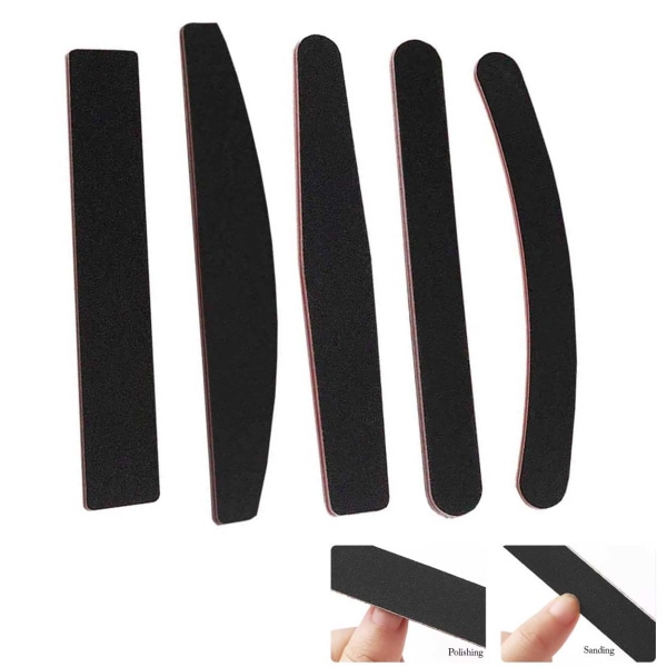 Dobbelt -sidet neglefiler 5 -pack -100/180 neglefil sort sort