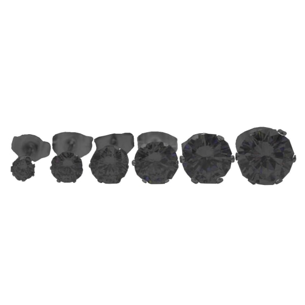 2-pakkaus musta lävistys korvakoru musta kristalli 4 mm musta
