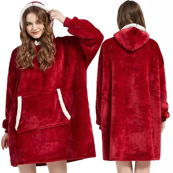 100% Bomull Oversize Blanket Snuggie Röd röd one size