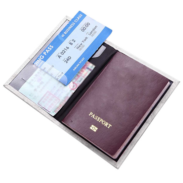 Passpass passeringsholder hvit marmor skinn lær gull hvit