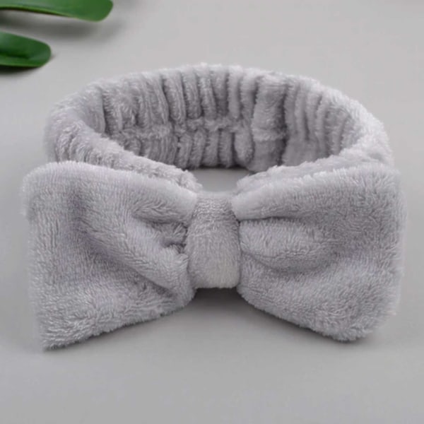 Make Up Band med Bow Hair Band til ansigtsvask ansigtsgrå grå grå