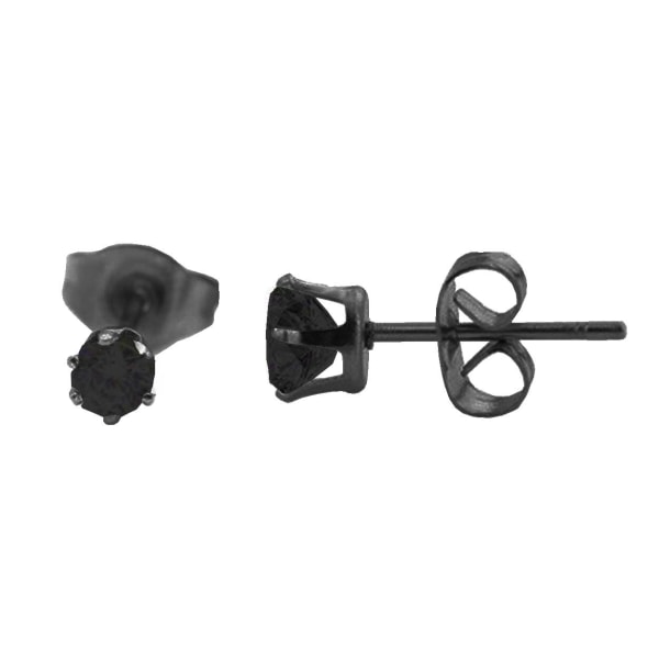 2-pack sort piercing øreringe sort krystal 3mm sort