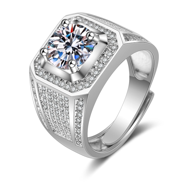 Klackring CZ Kristall Silver Justerbar Storlek silver