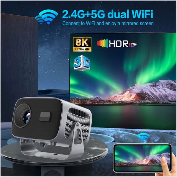 Android 11 LCD-projektor 200 ANSI-lumen Full HD 1920x1080 WiFi LED