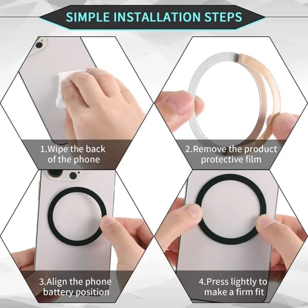Selvheftende Magnetisk Adapter Magsafe Kompatibel Ring for Mobildeksel Svart svart