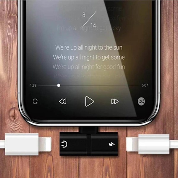 Lightning Adapter Splitter | Lyd og lading svart
