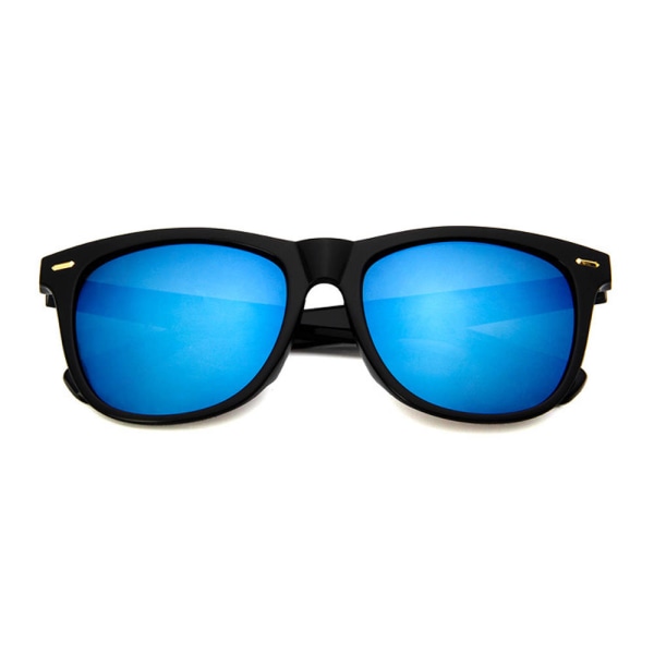 Sort solbriller store vejfarer blå spejlglas sort