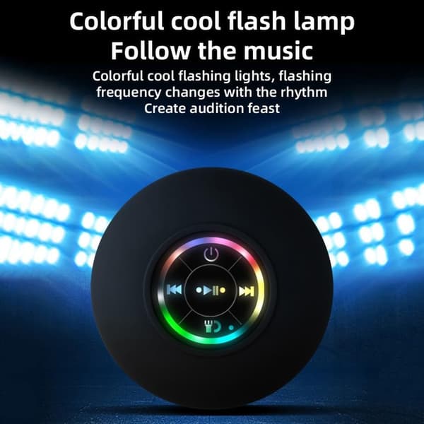 Vedenpitävä suihkukaiutin RGB LEDillä - Bluetooth-kaiutin imukupilla musta musta
