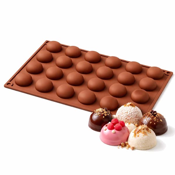 Silikoneform Halvkugle 24 hulrum – Til mousse, chokolade og dessertkugler