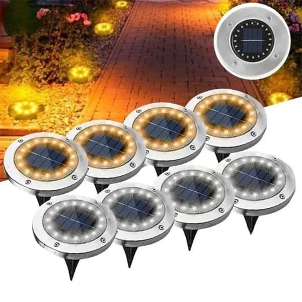 8-pack aurinkokohdevalot LED-maavalaistus hopea