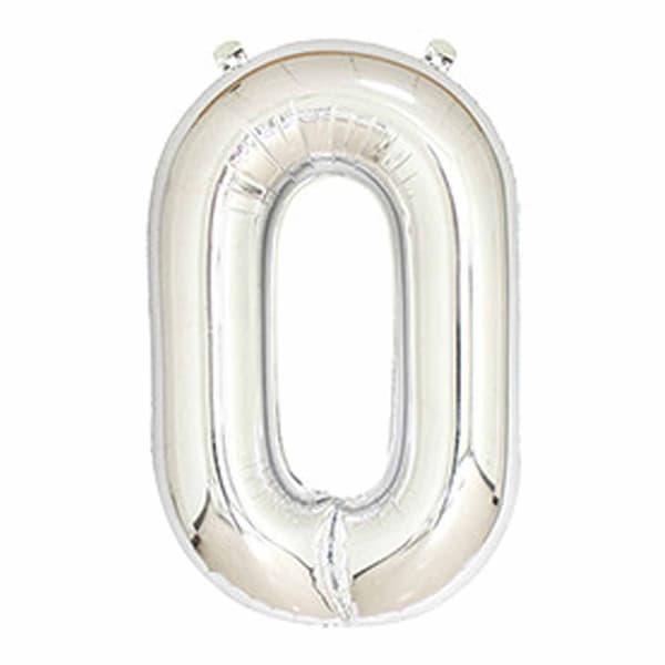 Suuri numeropallo hopeassa syntymäpäiväjuhlissa 102 cm - 0 hopea