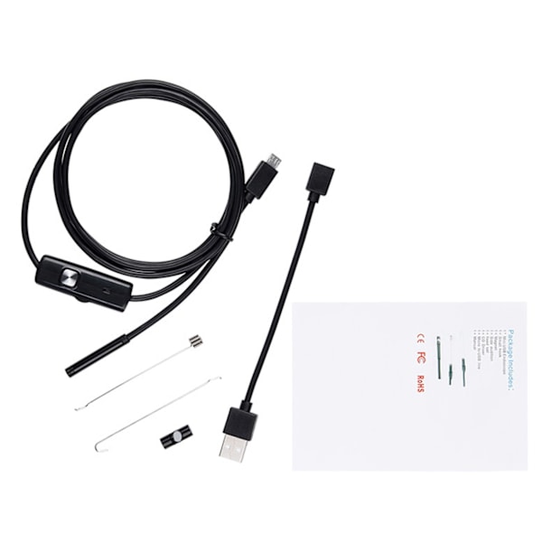 USB Endoscope Inspection kamera med LED 5m sort