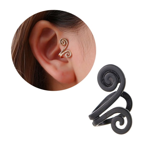 Falsk helix tragus piercing øre øreringe øre manchet uden huller sort sort