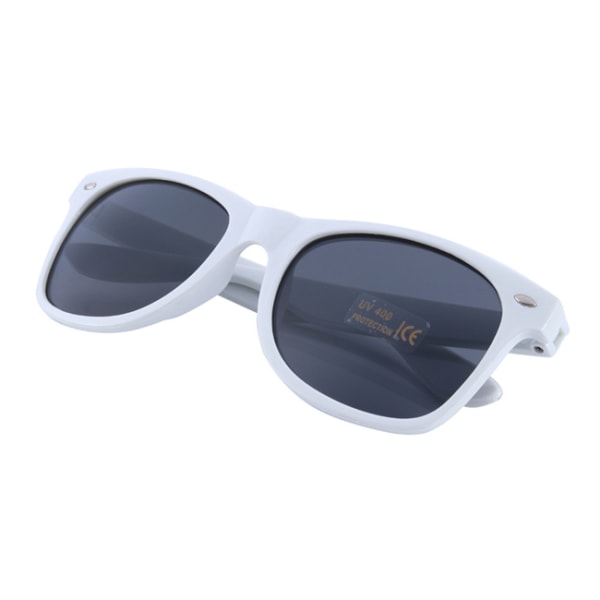 Retro Wayfarer solbriller hvidt sort glas hvid