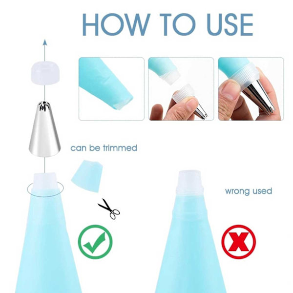Tyllset - 24st Spritstyllar, Spritspåse Koppling - Cake Tool vit