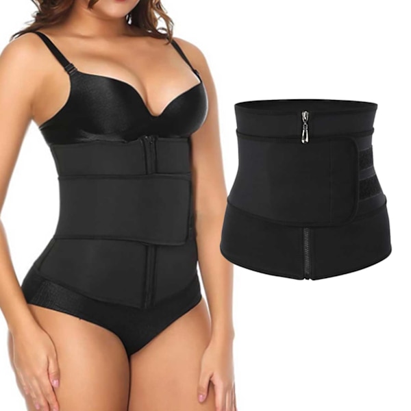 Träningskorsett Midjetränare Waist Trainer Shapewear Midjebälte 3XL svart XXXL