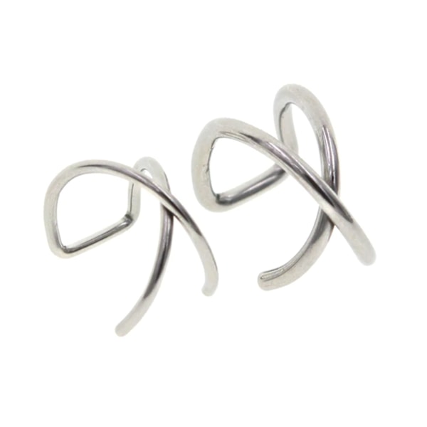 2-pack falske helix piercing ører ørepynt mansjett uten hull sølv sølv