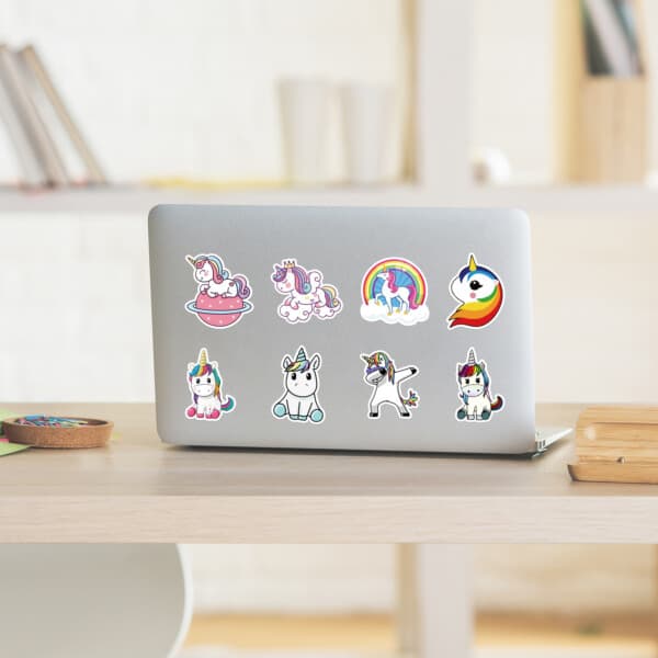50-pakning Unicorn Stickers flerfarget