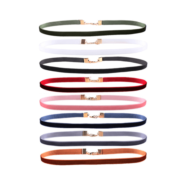 8-pack Trendiga Choker Halsband Sammet Tyg Velvet flerfärgad