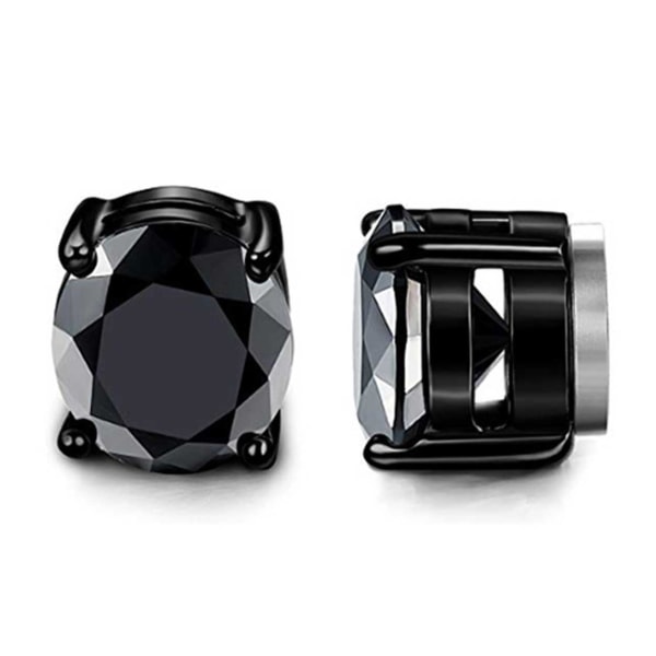 2-pack Magnetisk Piercing Fake Örhänge Kristall Svart svart