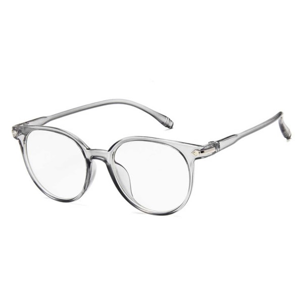 Genomskinliga Runda Glasögon Klart Glas utan Styrka Klarglas grå