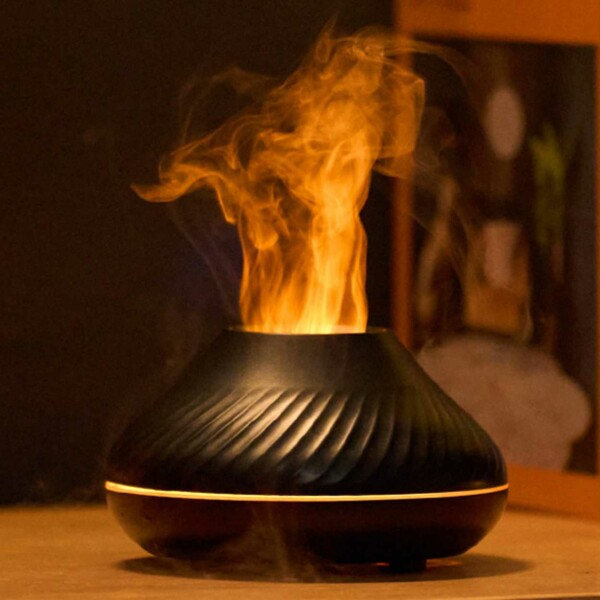 Aroma Diffuser Luftfuktare med Flammande Sken svart