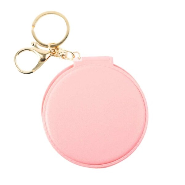 Lædernøgle ring med dobbelt makeup spejl pink pink