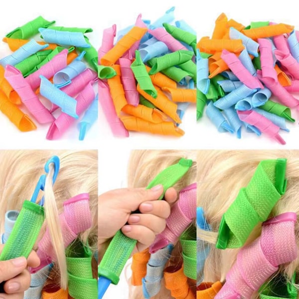Hårrullar Heatless Curling Papiljotter 18-Pack flerfärgad