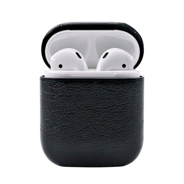 Black Apple AirPods 1/2 taske Case Protection Case i læder læder sort