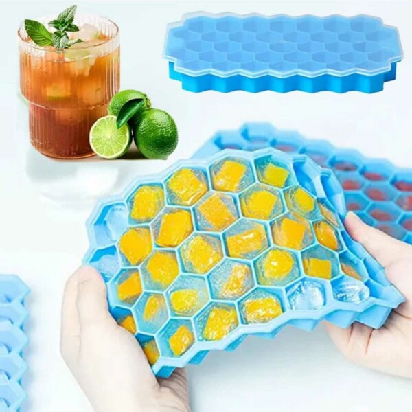 Stabelbar isform med låg - isterning form Hexagon Baking form flerfarvet