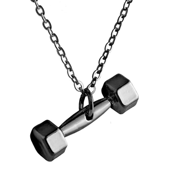 Trendy Dumbbell halskjede Gunmetal Black Chain svart