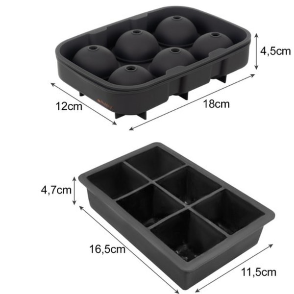 2-Pack Stapelbara Silikonformar för Isbollar och Kuber XXL Stora Isbitar