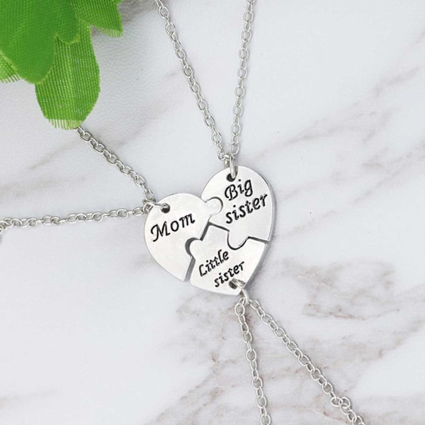 Brythjärta i 3 Delar Mor Syster Dotter Halsband silver