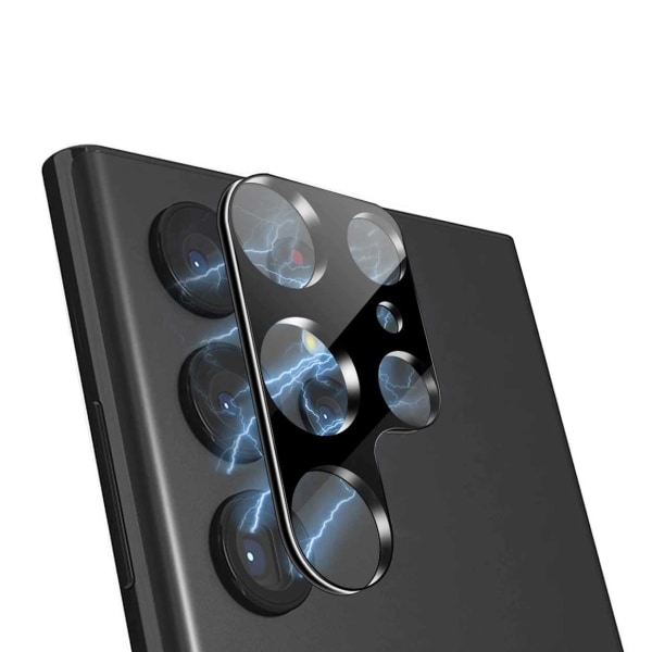 2-Pack Heltäckande Galaxy S22 Ultra Kameralinsskydd Glas svart