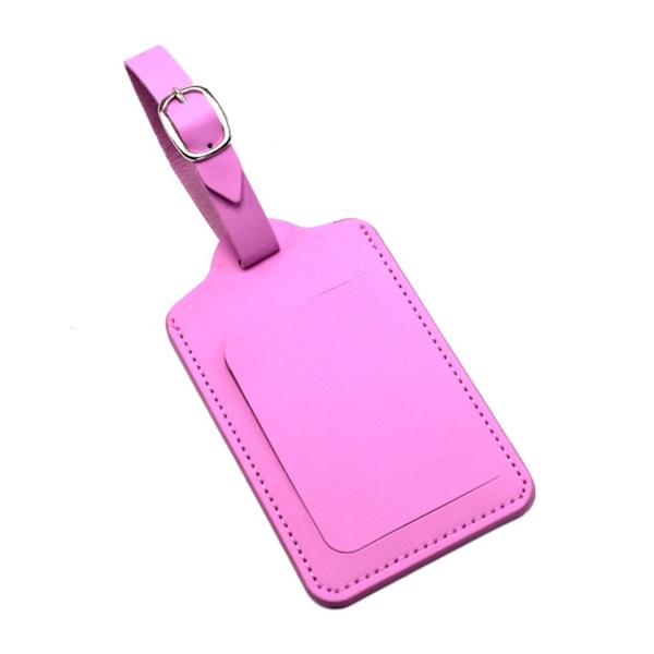 Pink Adresse Læder Læder Bagage Adresse Tag til kuffert pink