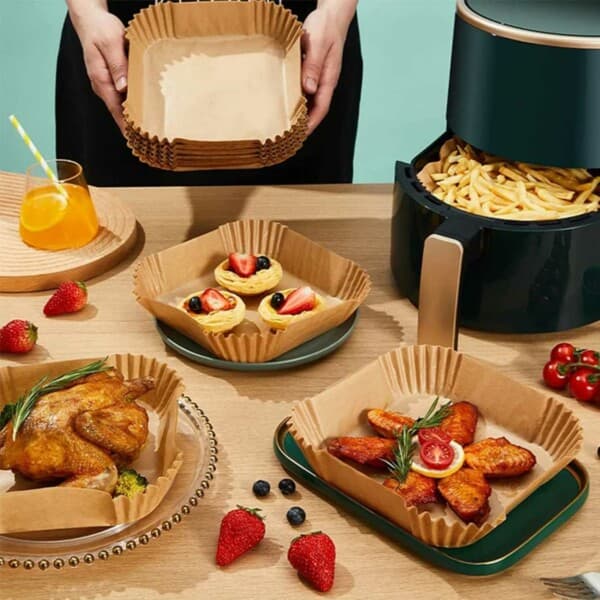 STORPACK Fyrkantiga Air Fryer Papper 300-pack för Luftfritös 17cm brun