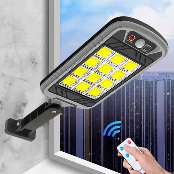 Solcelle Spotlight 144 LED 500W – Med bevegelsessensor, skumringssensør og fjernkontroll – IP65