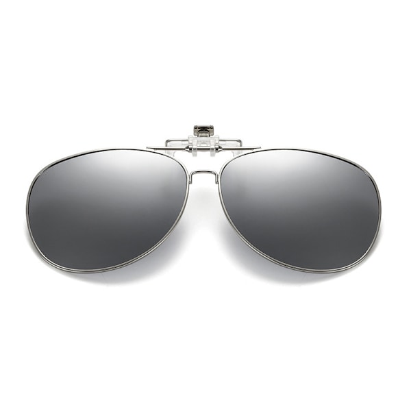 Flip Up Polarized Pilot Clip-On solbriller metall sølv sølv