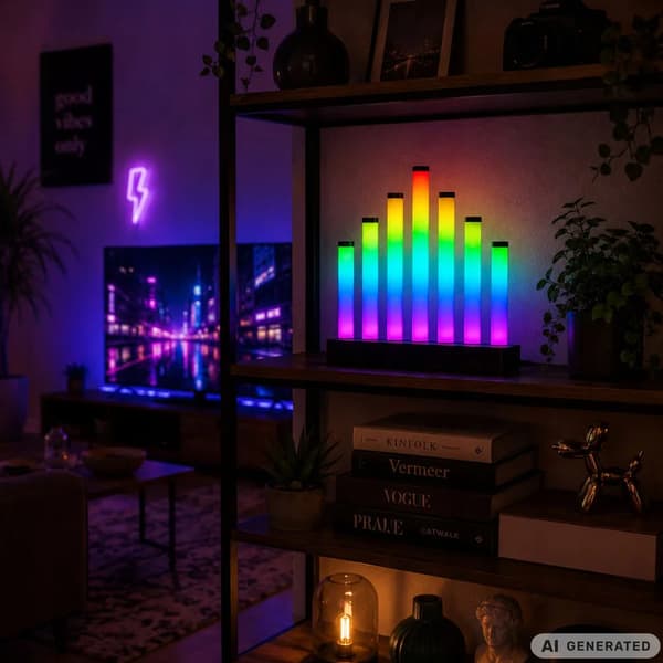 RGB LED gulvlampe med 7 lysstave, musiksynkronisering og app