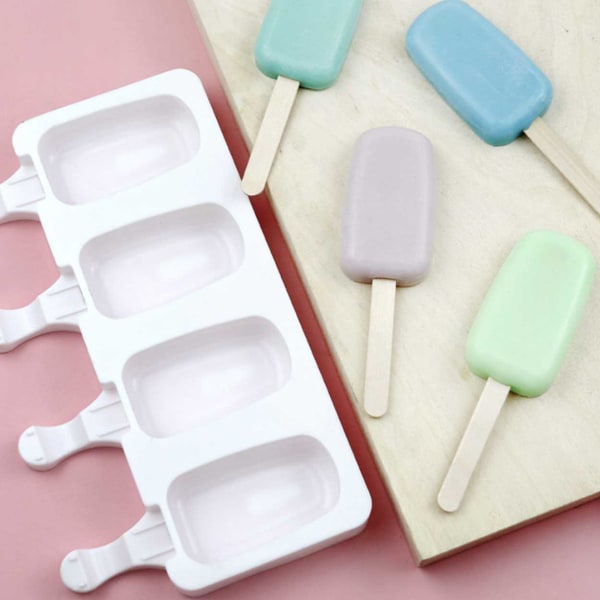 4 -pakkaus jäätelömuotti silikoni - Tee jäätelökeppien leivonnaiset kotona valkoinen
