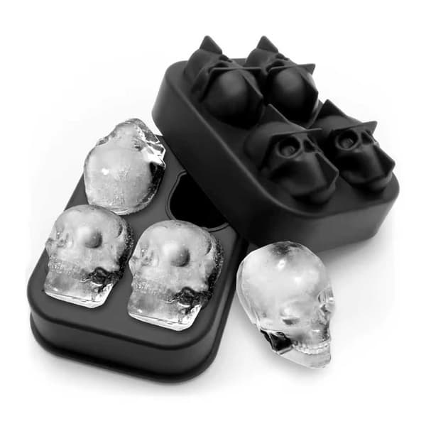 Jäämuotti Skulls - Silikoni jää/suklaa/hyytelömuotti musta