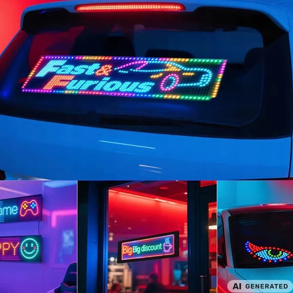 Fleksibelt LED-panel 16x64 for bilvinduet - Programmerbart skilt