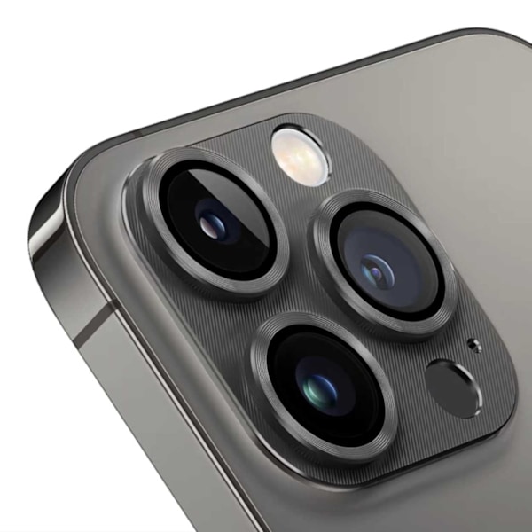 iPhone 15 Pro/15 Pro Max Kamerabeskyttelse Metal Hærdet glas Sort sort