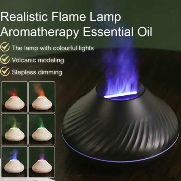 Aroma Diffuser Luftfuktare med Flammande Sken svart