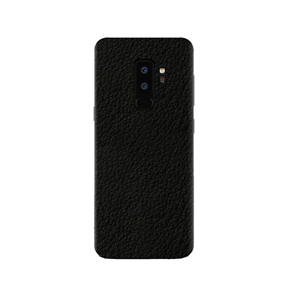 Galaxy S9 plus læder læder beskyttende plast hudpakning tilbage sort