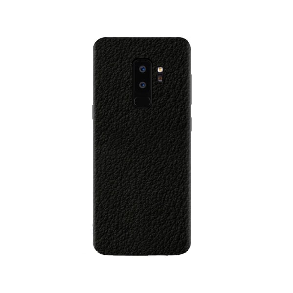 Galaxy S9 Plus Skinn Läder Skyddsplast Skin Wrap Baksida svart