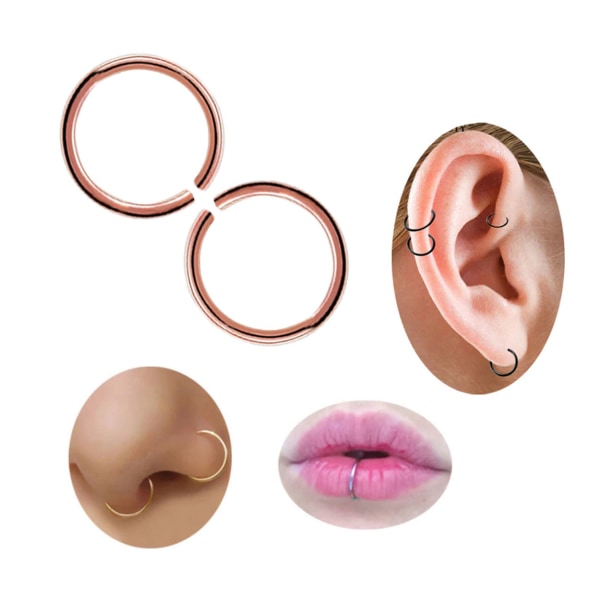 2-pack Roséguld Fake Piercing Öron Läpp Näsring Septum Läppring