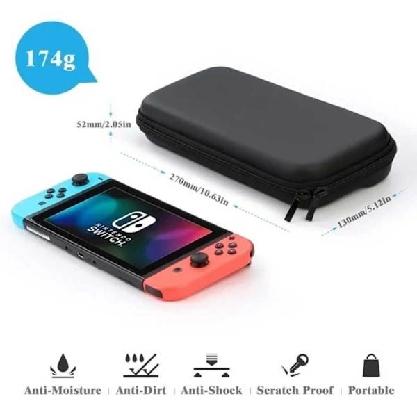 Hård Förvaringsväska Nintendo Switch/Switch OLED Kompatibel Svart svart