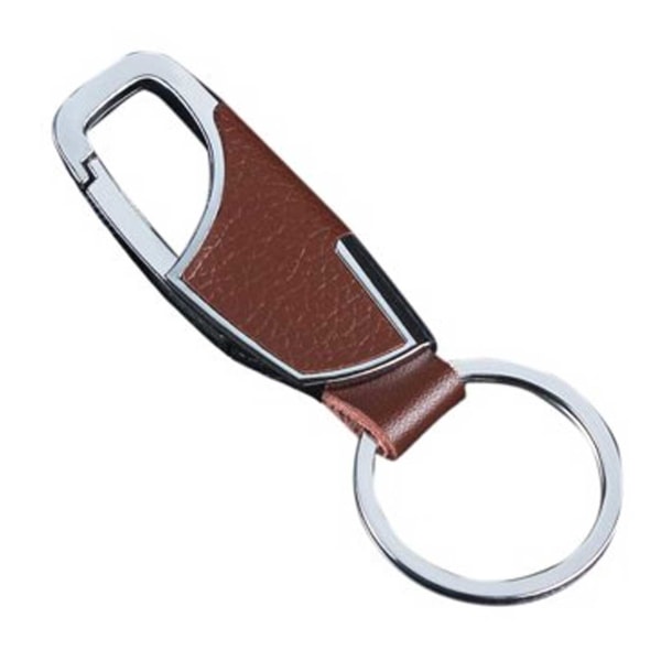 Nyckelring Metall PU Läder Skinn Brun Silver brun