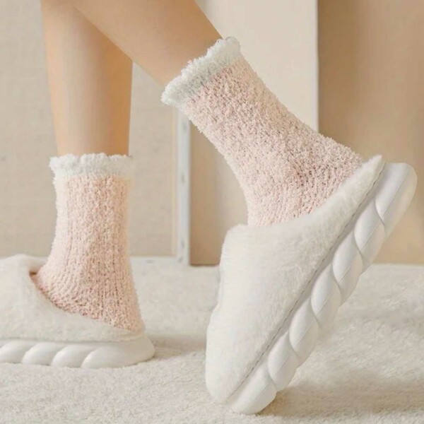 Lurviga Raggsockor - Plysch Varm Fleece Rosa rosa